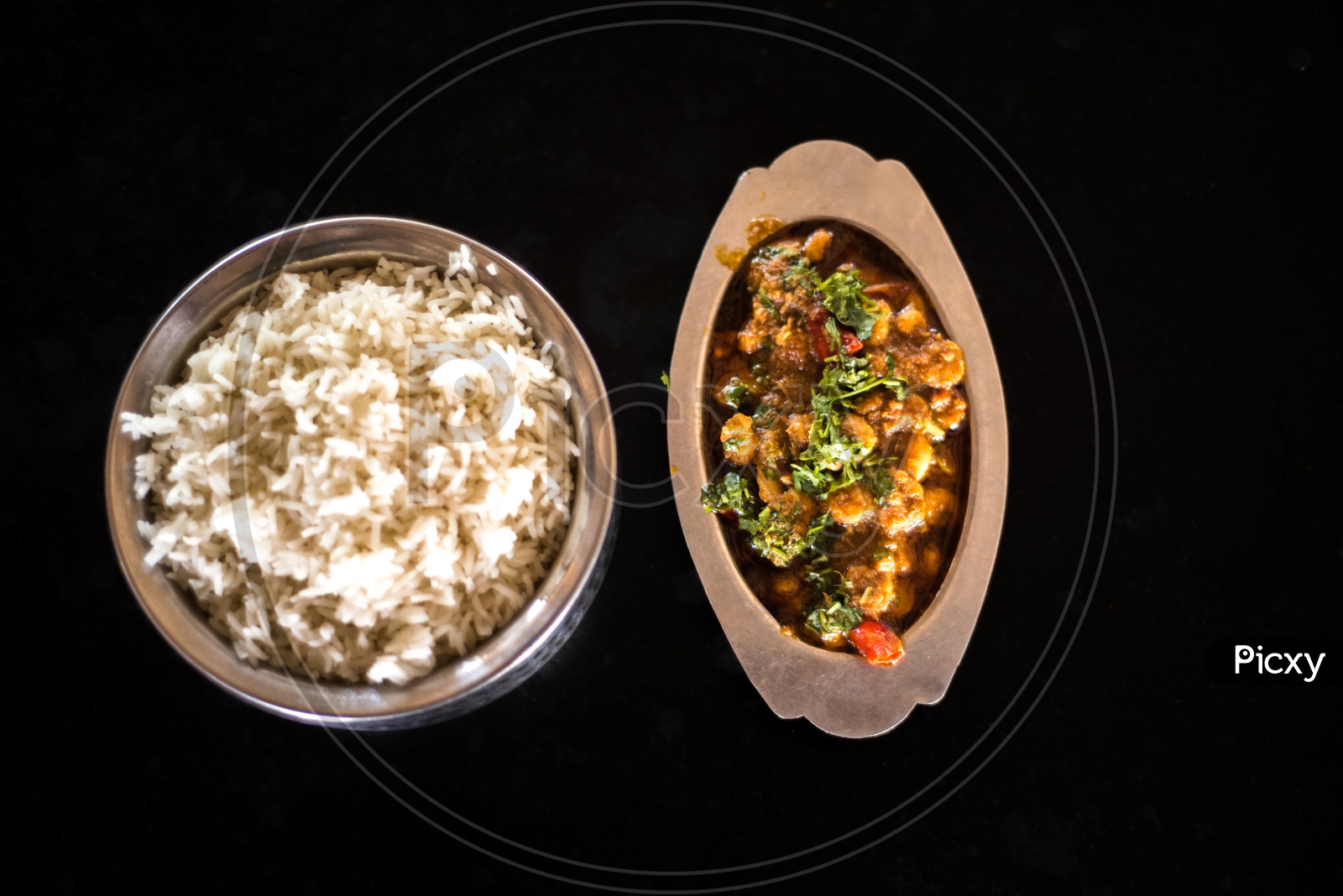 prawn curry and white rice in sea inn ( raju gaari dhaba )