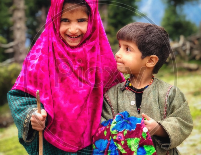 Innocent smiling  faces from kashmir valley