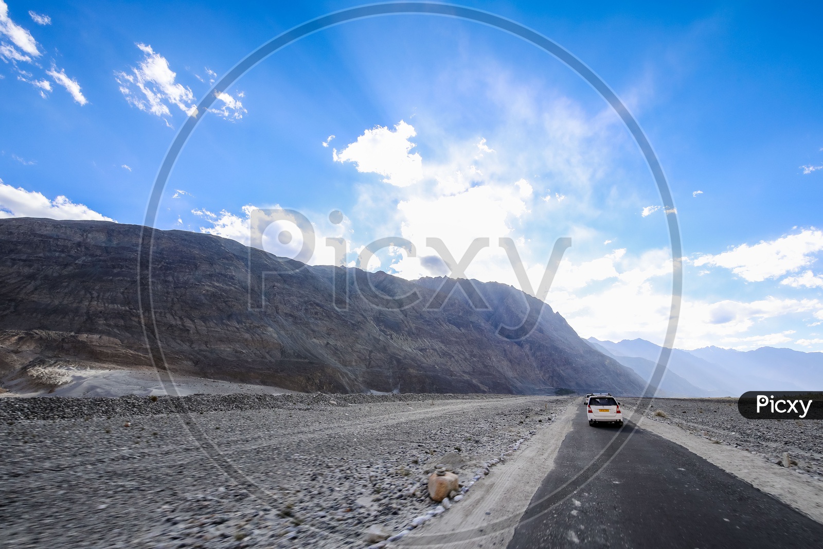 Tourist vehicles or Car on Leh Ladakh Roads.