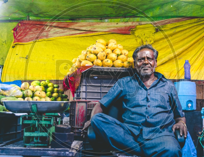 Fruit vendor on the roads of Erragada/E.S.I