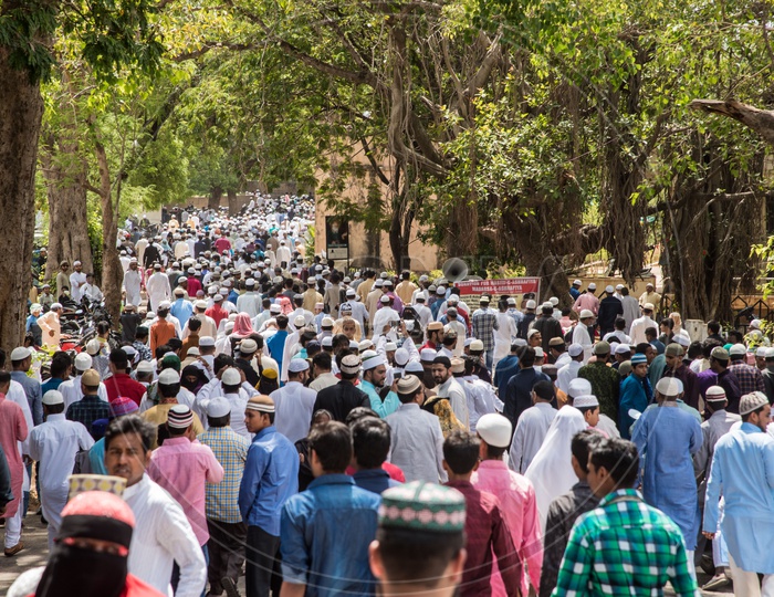 Crowd at Qutb Shahi Tombs after Eid Prayers