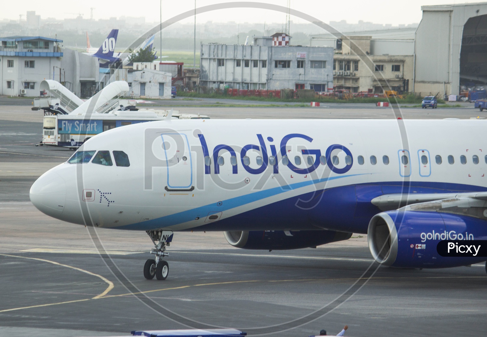 IndiGo a320 taxiing to gate after completing its flight.