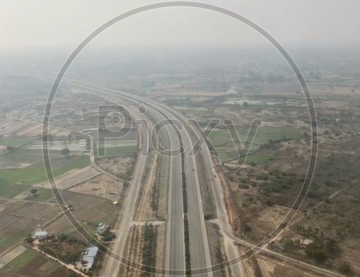 Hyderabad Outer Ring Road from Landing view of RGIA