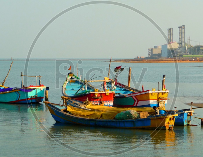 Boats at Kakinada Beach