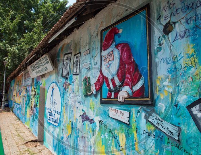 Santa Cruz wall art at Fort Kochi Beach,Kerala.