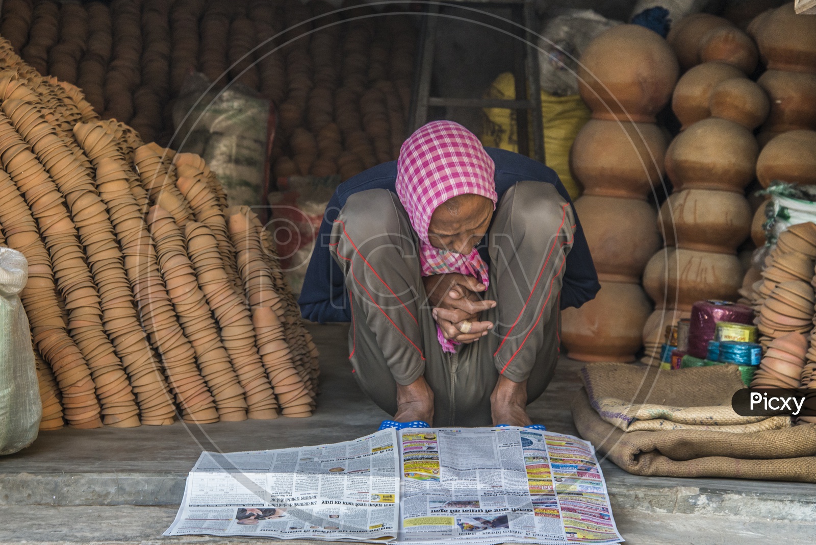 Man Reading Newspaper, Varanasi