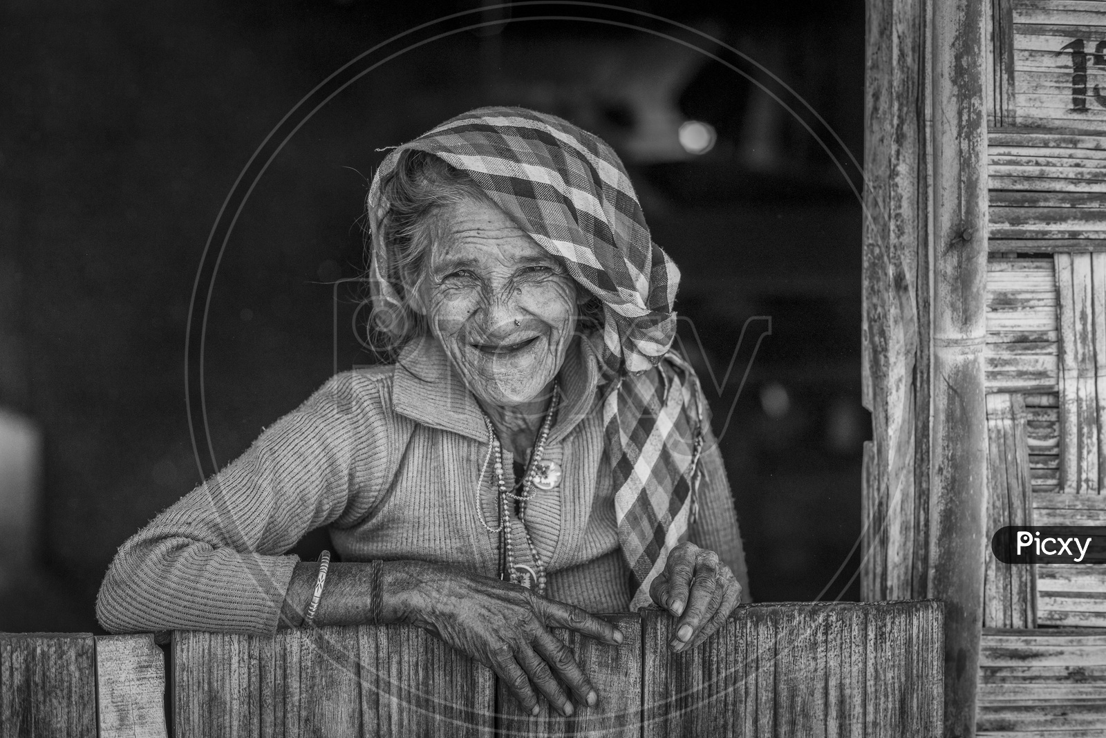Smiling old woman in Apatani Tribes, HongVillage, Ziro