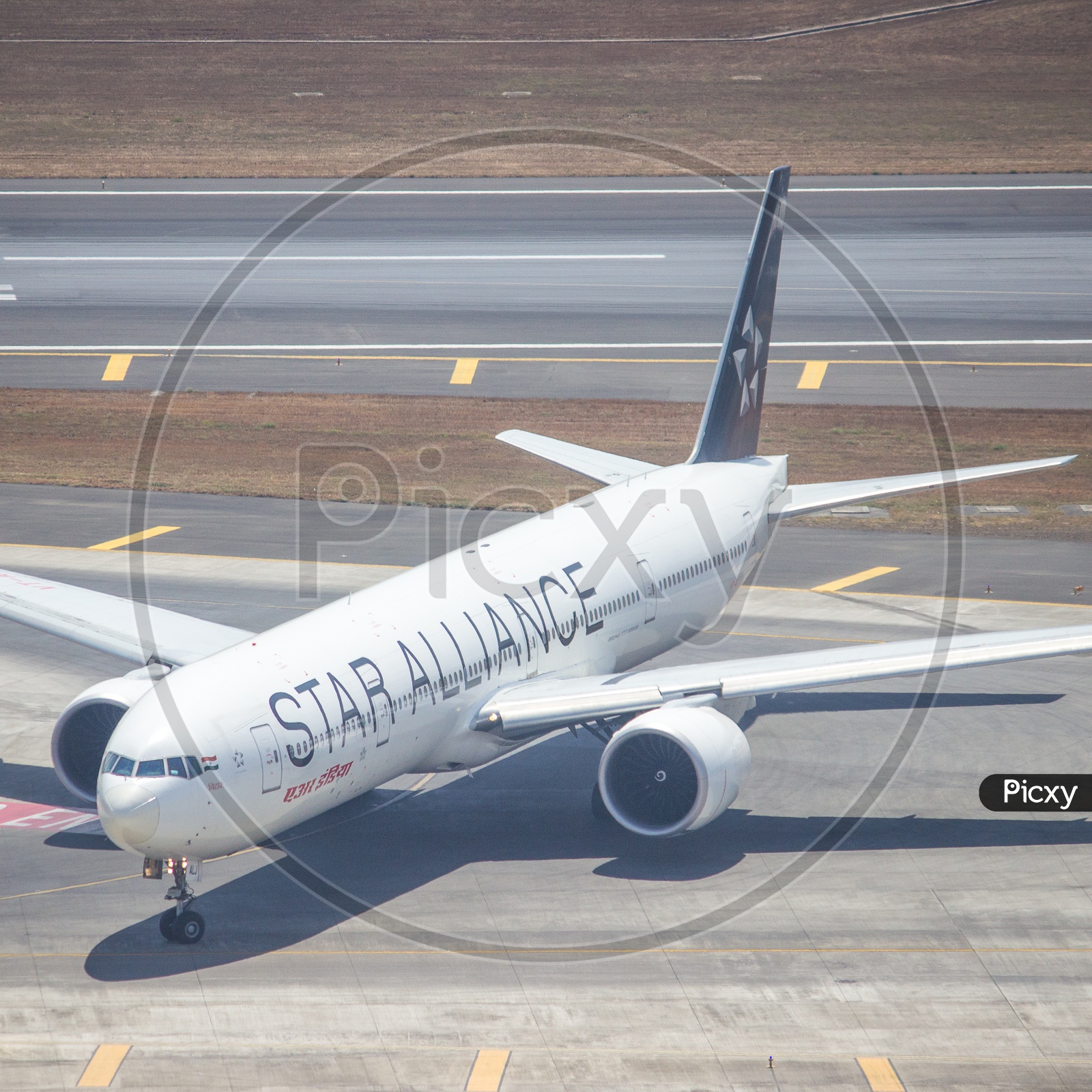 B777 in special star alliance livery.