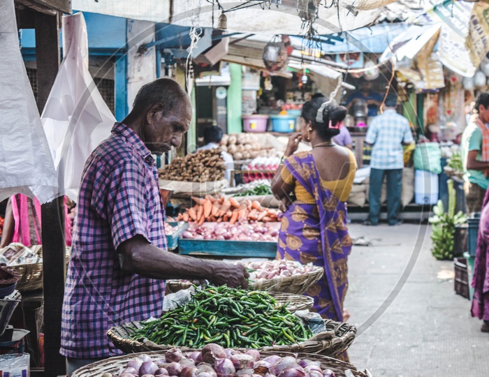 Vendor at Vegetable Market