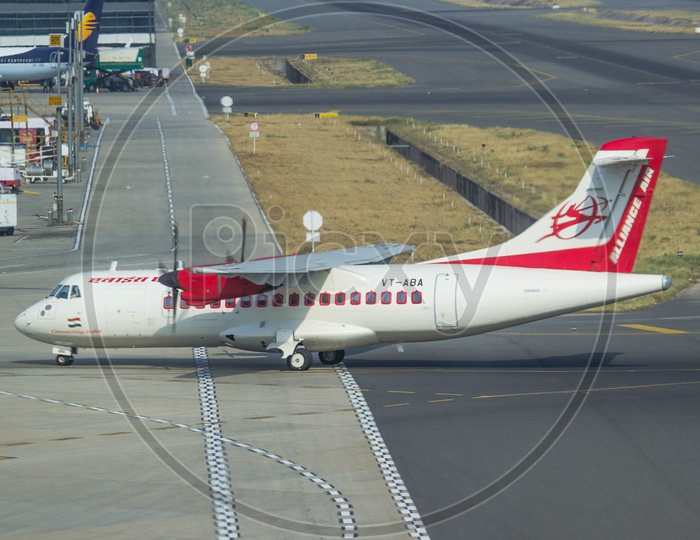 Air India ATR72-600 turning to gate at IGI Delhi T3.