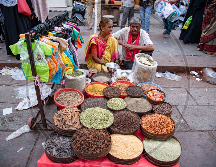 Spice vendors at streets of Charminar