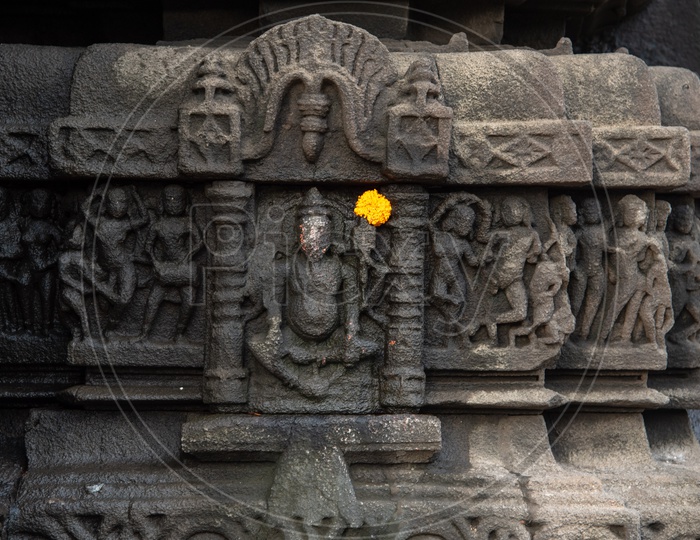 Ganesh idol on walls of Ambernath Shiv Mandir
