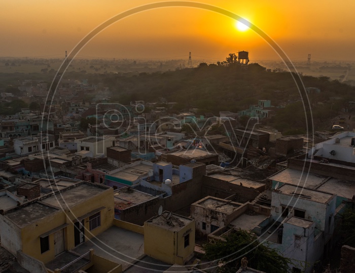 City Scape during sunset at Nandgaon