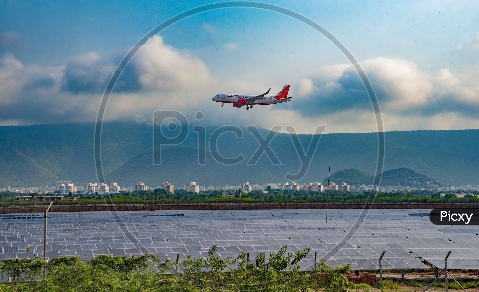 Airplane landing at Vizag Airport