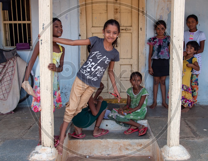 Playful kids at a village in Telangana