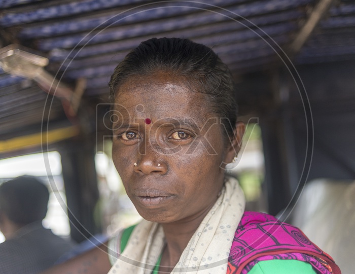 Tribal Woman in Local Tribal People Market