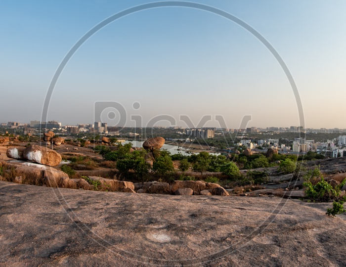 Panoramic view of Gachibowli, Hitech City from Khajaguda Hills