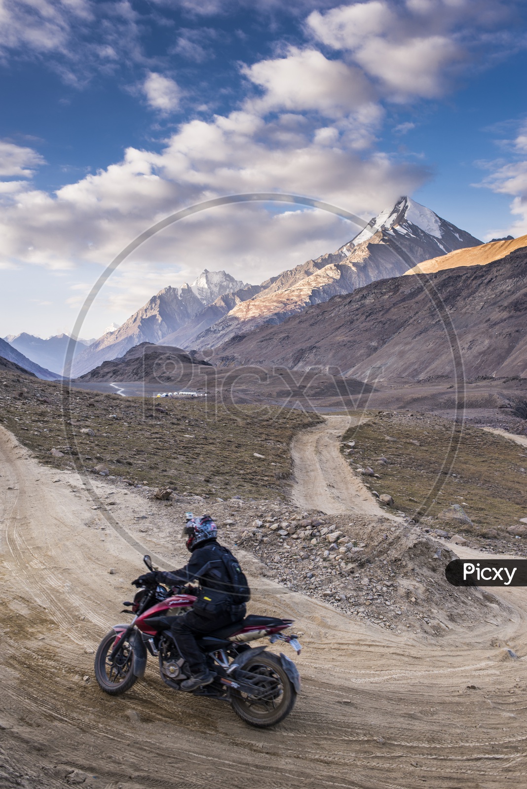 Sports Bike at Chandratal Lake, Himachal Pradesh