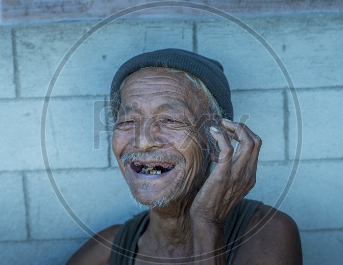 Smiling old man in Apatani Tribes, HongVillage, Ziro