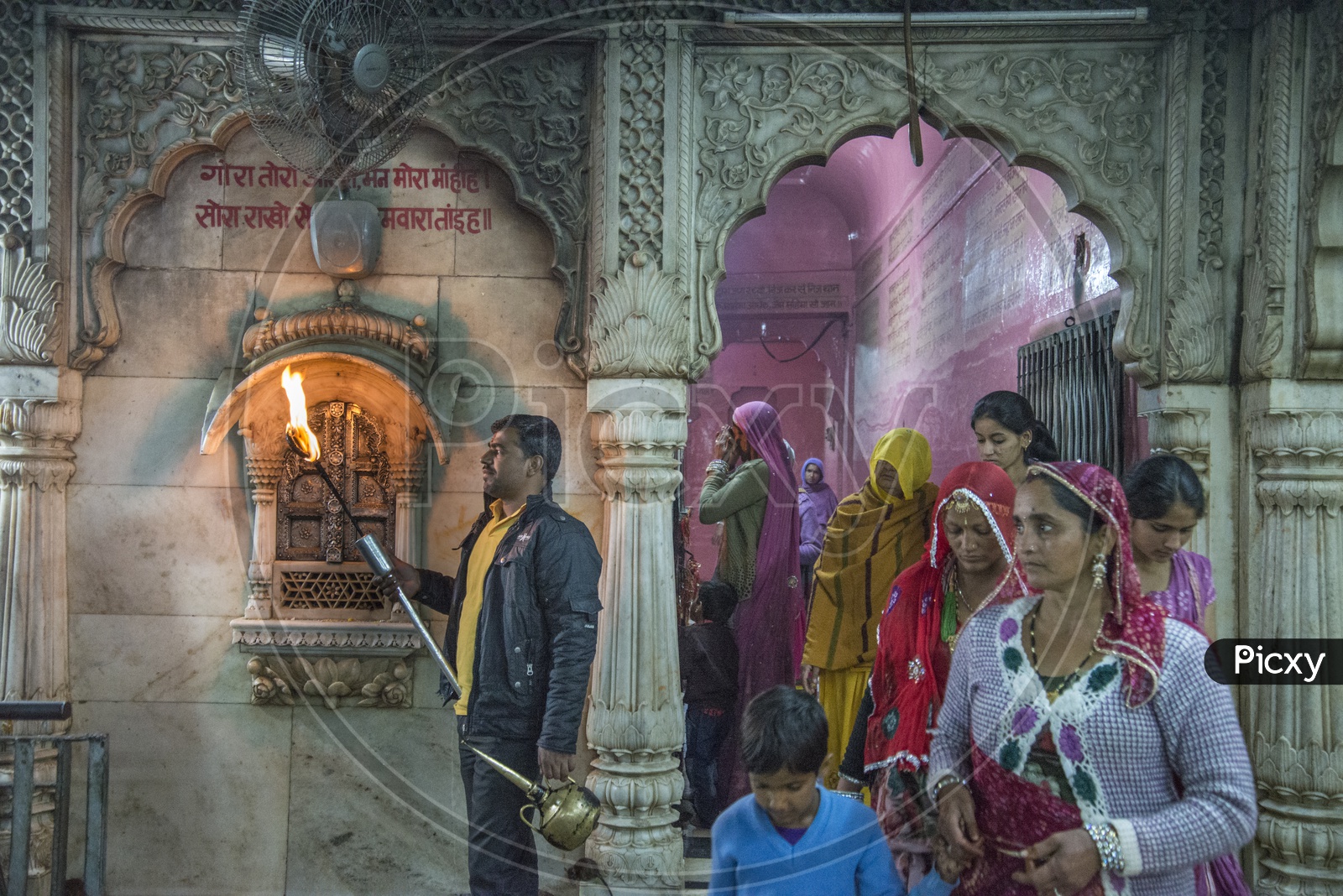 Devotees at Karni Mata Temple, Deshnoke, Bikaner