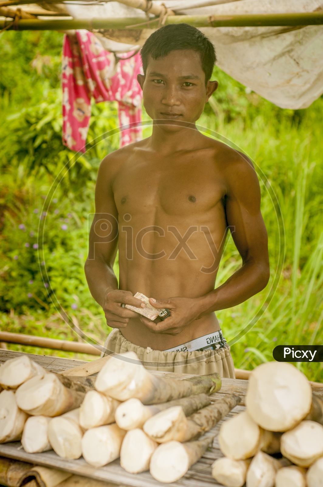 Street Vendor with a 6 pack from Mizoram