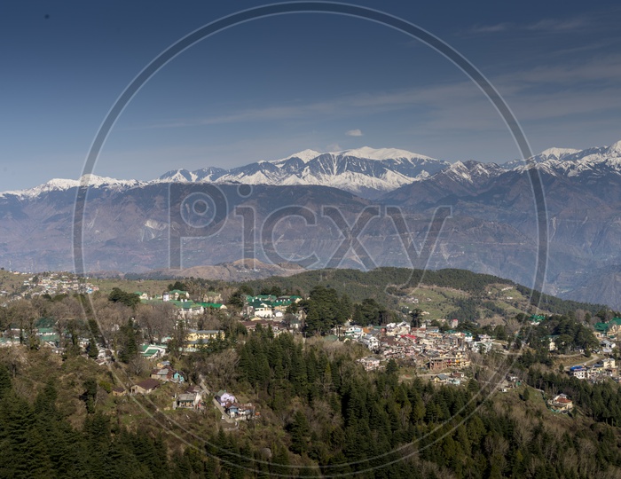 Chamba Village Surrounded by Snow Capped Mountains, Himachal Pradesh