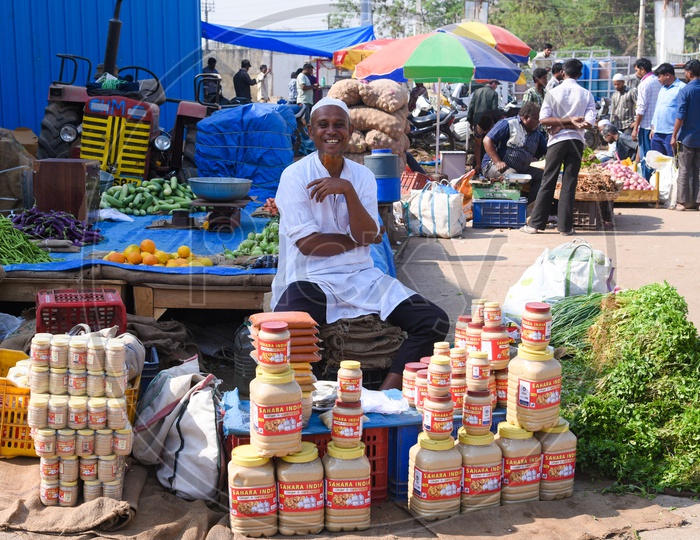 Vendor selling ginger and garlic paste