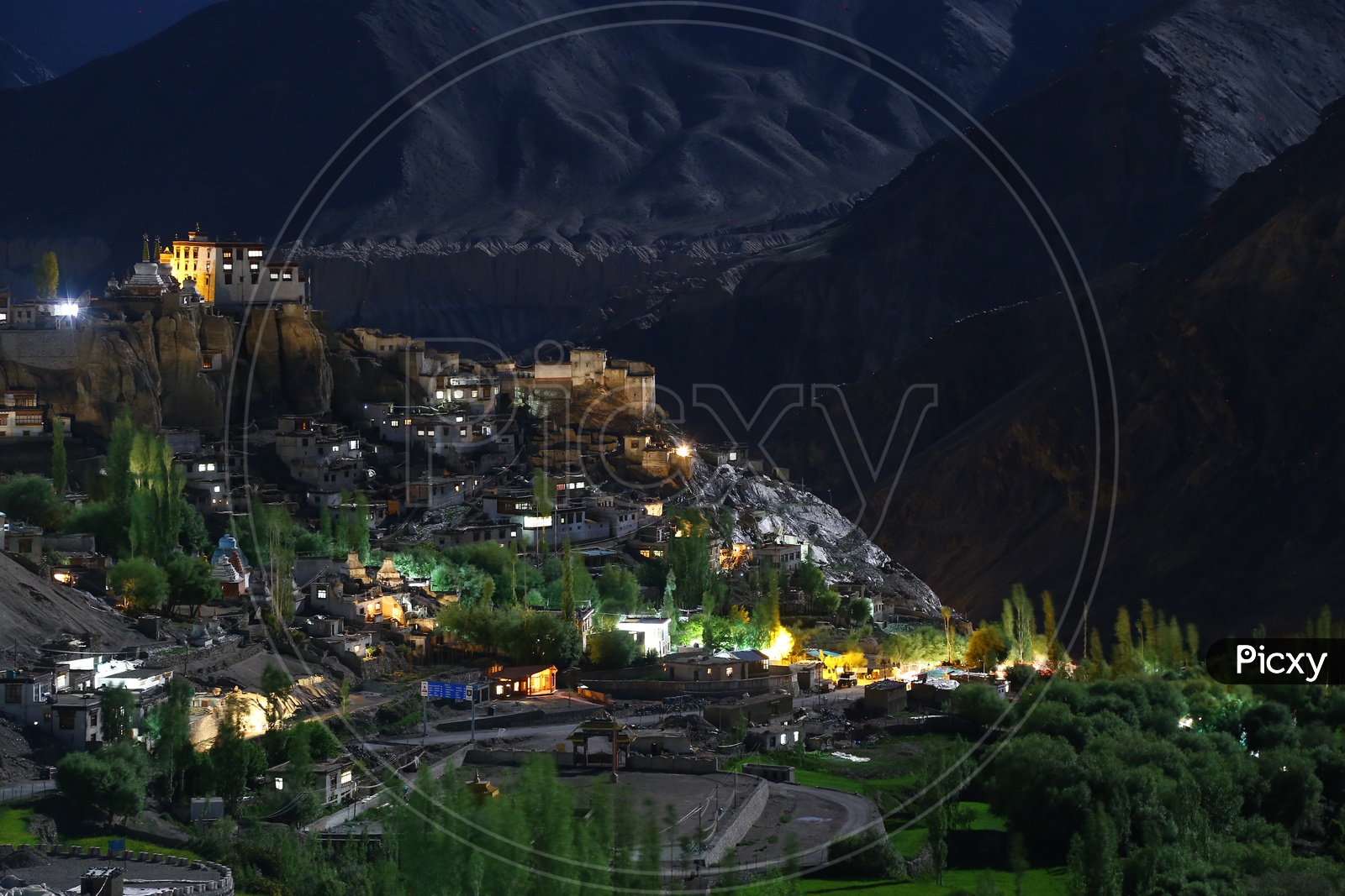 Night view of Lamayuru Monastery, Leh