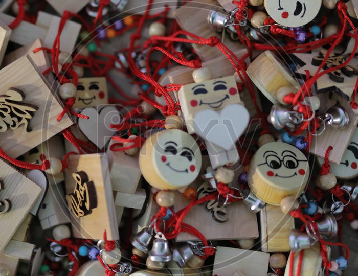Wooden Smiley Key Chains