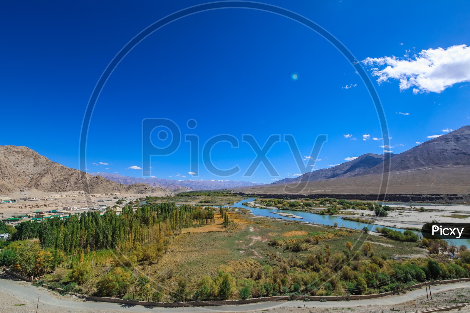 River water flowing between Mountains of Leh-Ladakh