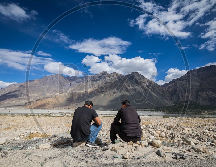 Friends having a Chat at the leh Ladakh Mountains