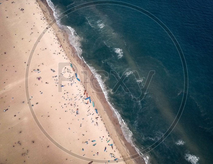 Drone Shot of Chennai marina Beach