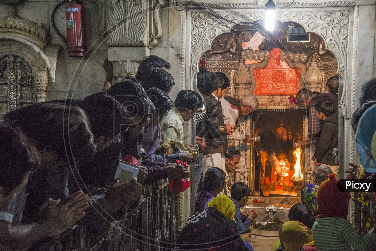 Devotees at Karni Mata Temple, Deshnoke, Bikaner