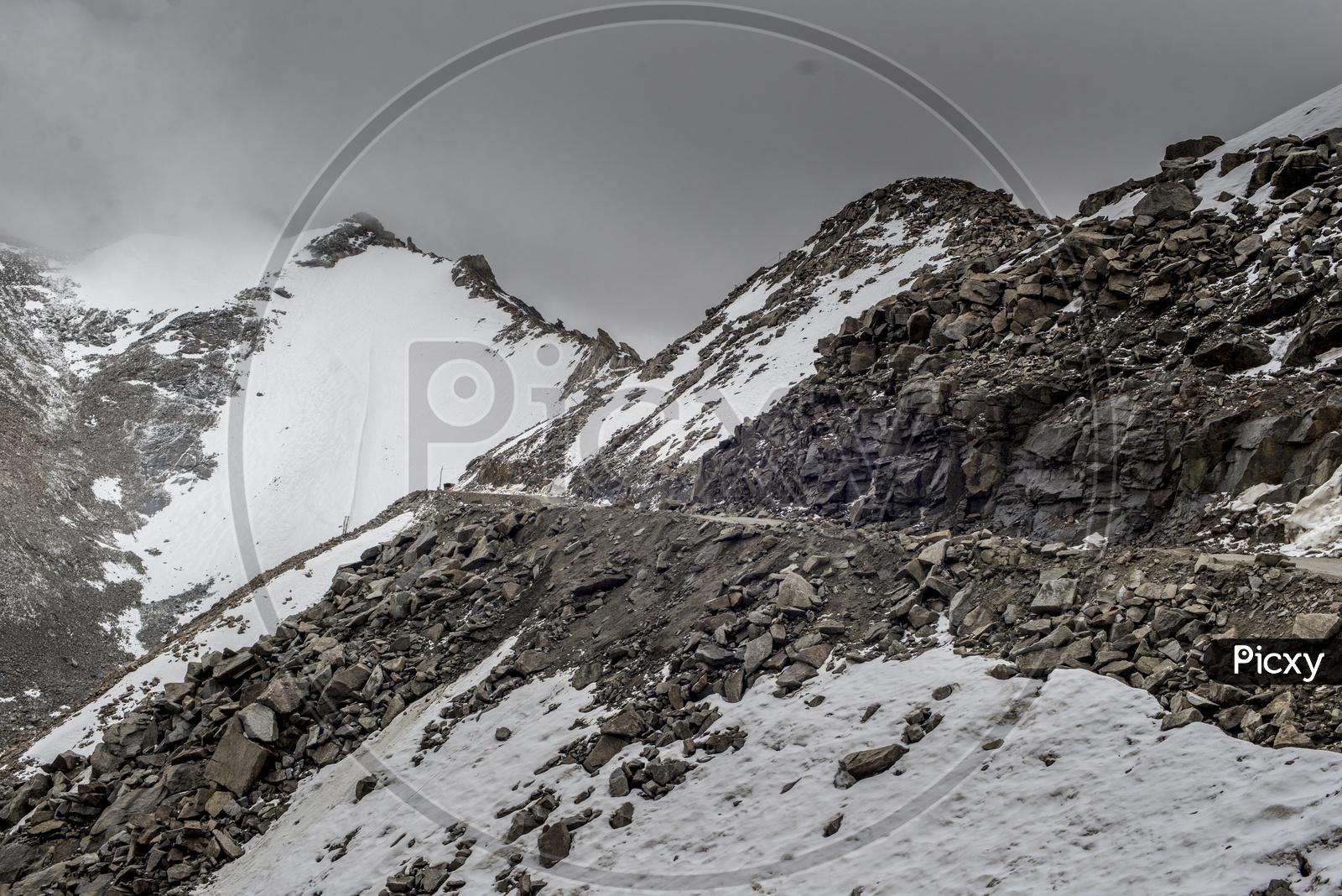 Snow Capped Mountains at Khardungla Pass