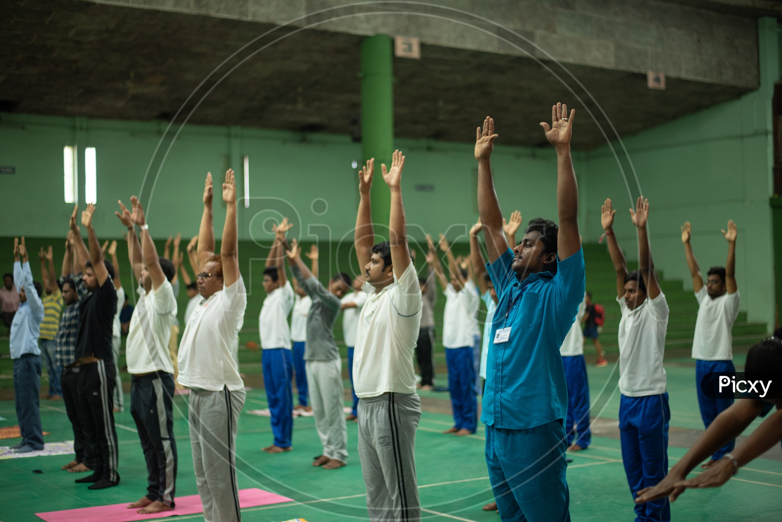 Image of Hospital nurses Practicing Yoga, International Yoga Day,  2018.-NV373036-Picxy