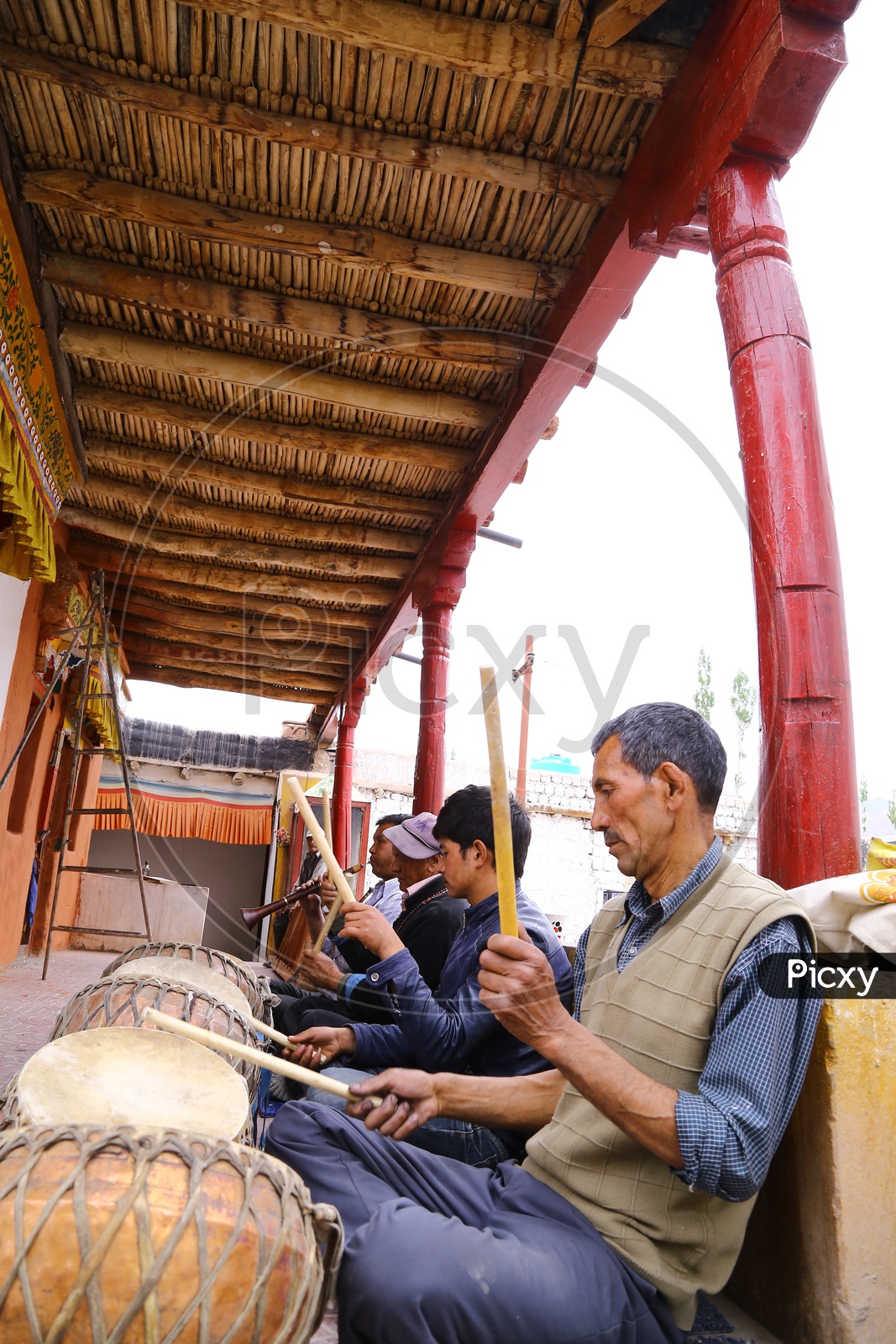 Musicians at Shey Monastery
