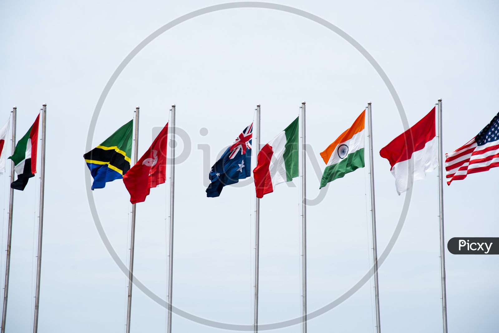 Flags of Different Nations representing Telugu NRI's working in respective Countries