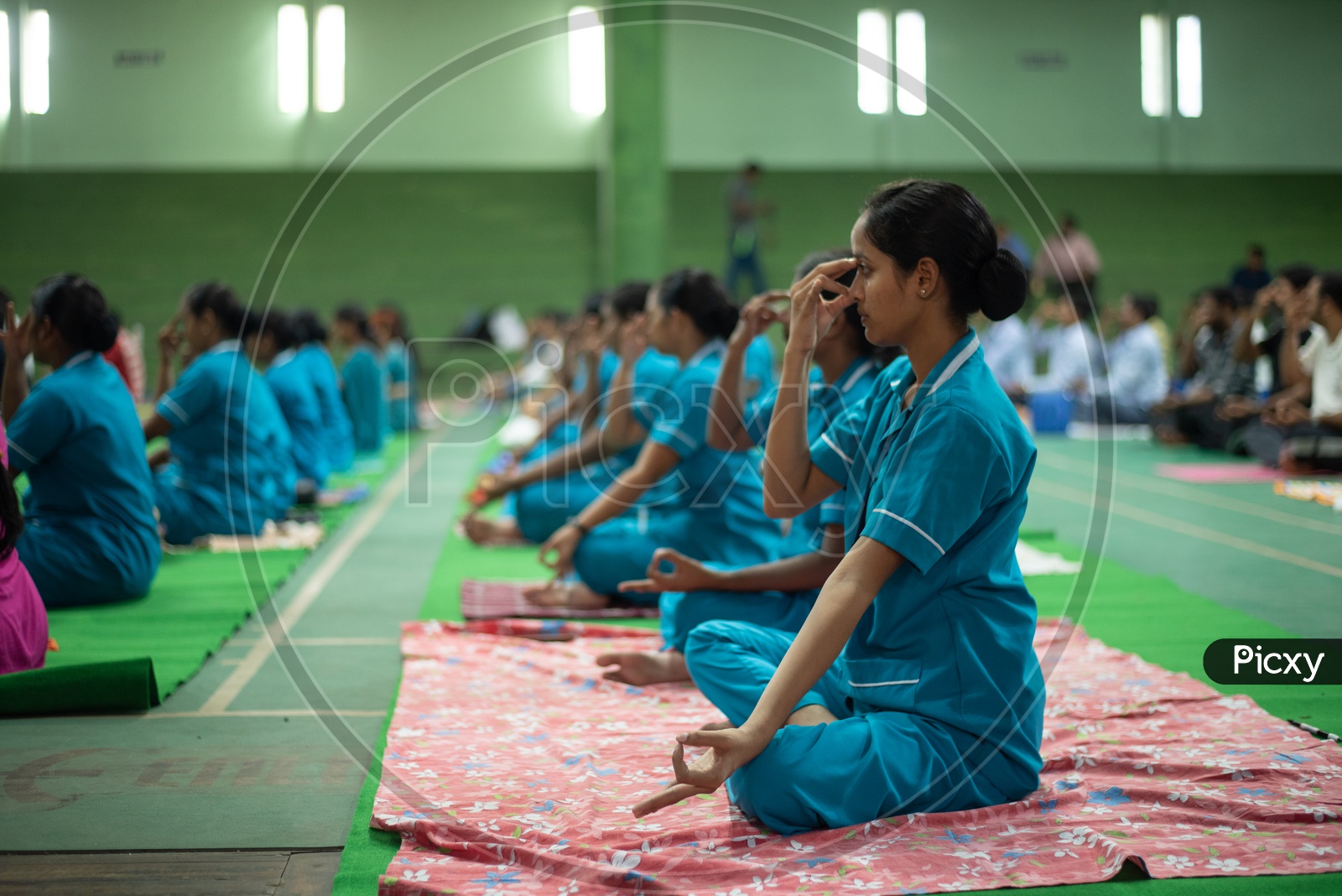 A nurse practising Yoga, International Yoga Day, 2018
