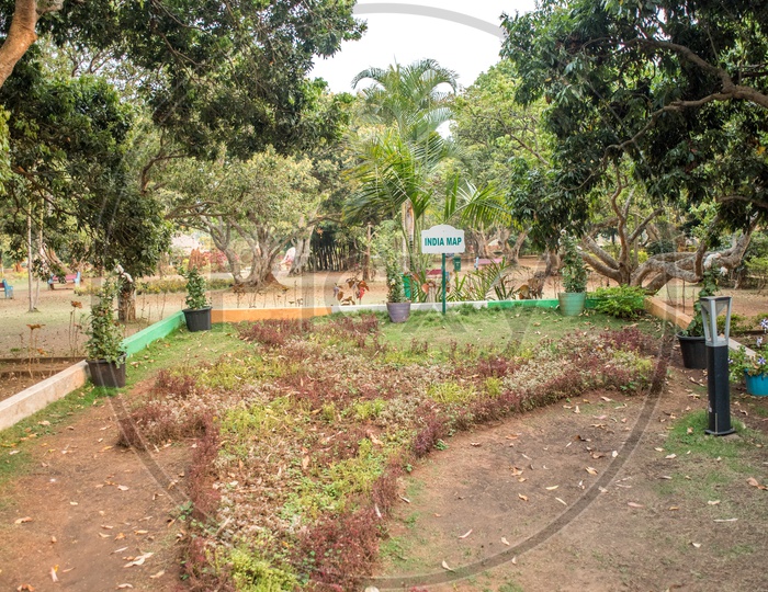 Indian map shape gaden in botanical garden