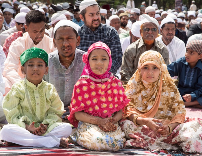 Kids at prayer meet during Ramadan Eid in Hyderabad