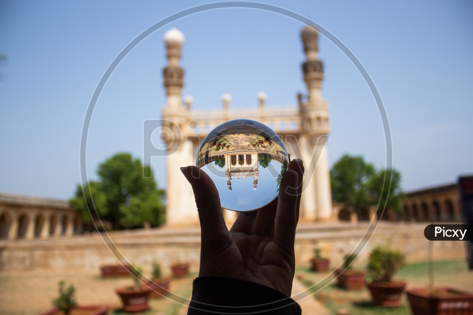 Juma Masjid through a lens ball