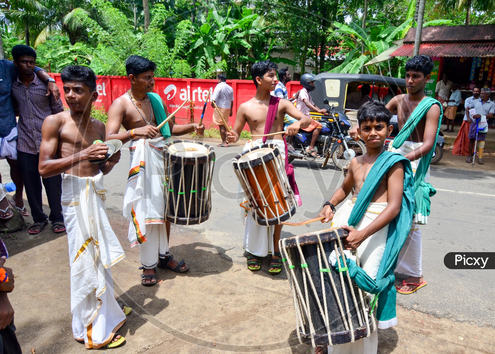 Traditional musicians during Onam in Kerala