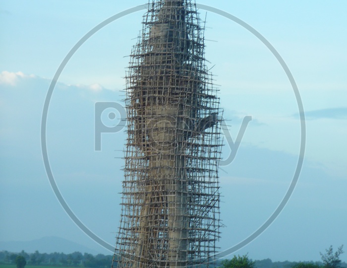 Lord Hanuman Statue being built at Vamsadhara river Banks