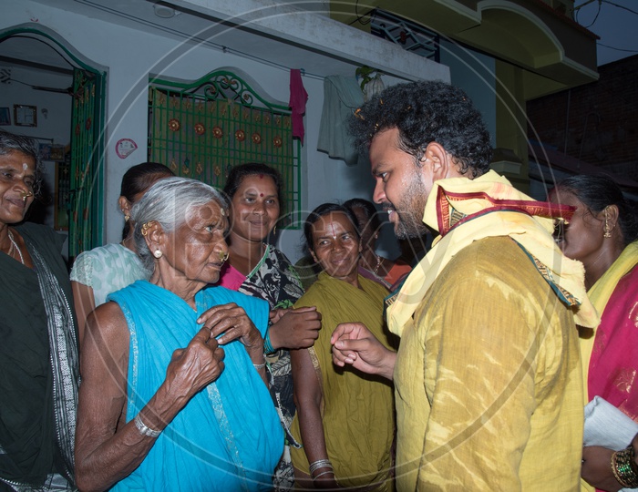 Srikakulam MP, Ram Mohan Naidu listening to the locals at Telukunchi Village