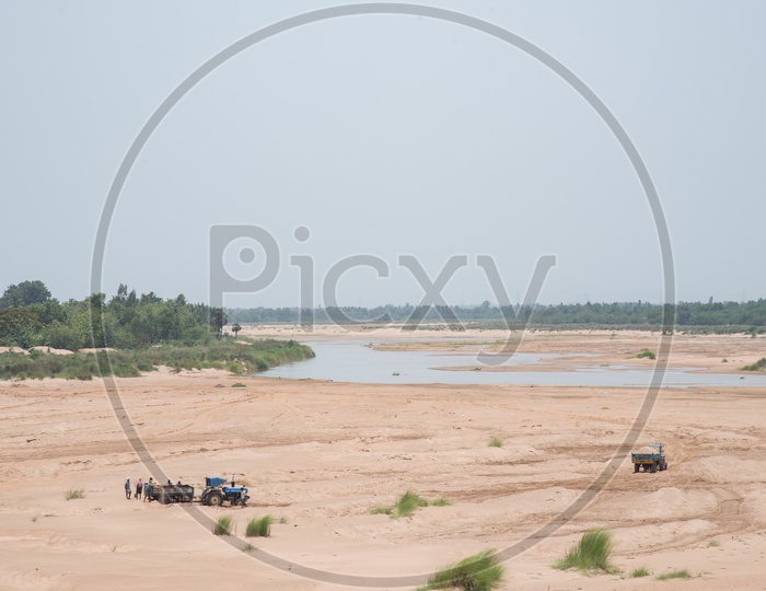 Collecting Sand from Vamsadhara River.