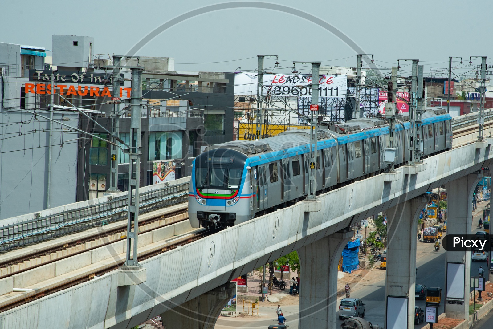 Metro Train Passing Tarnaka Area in Hyderabad