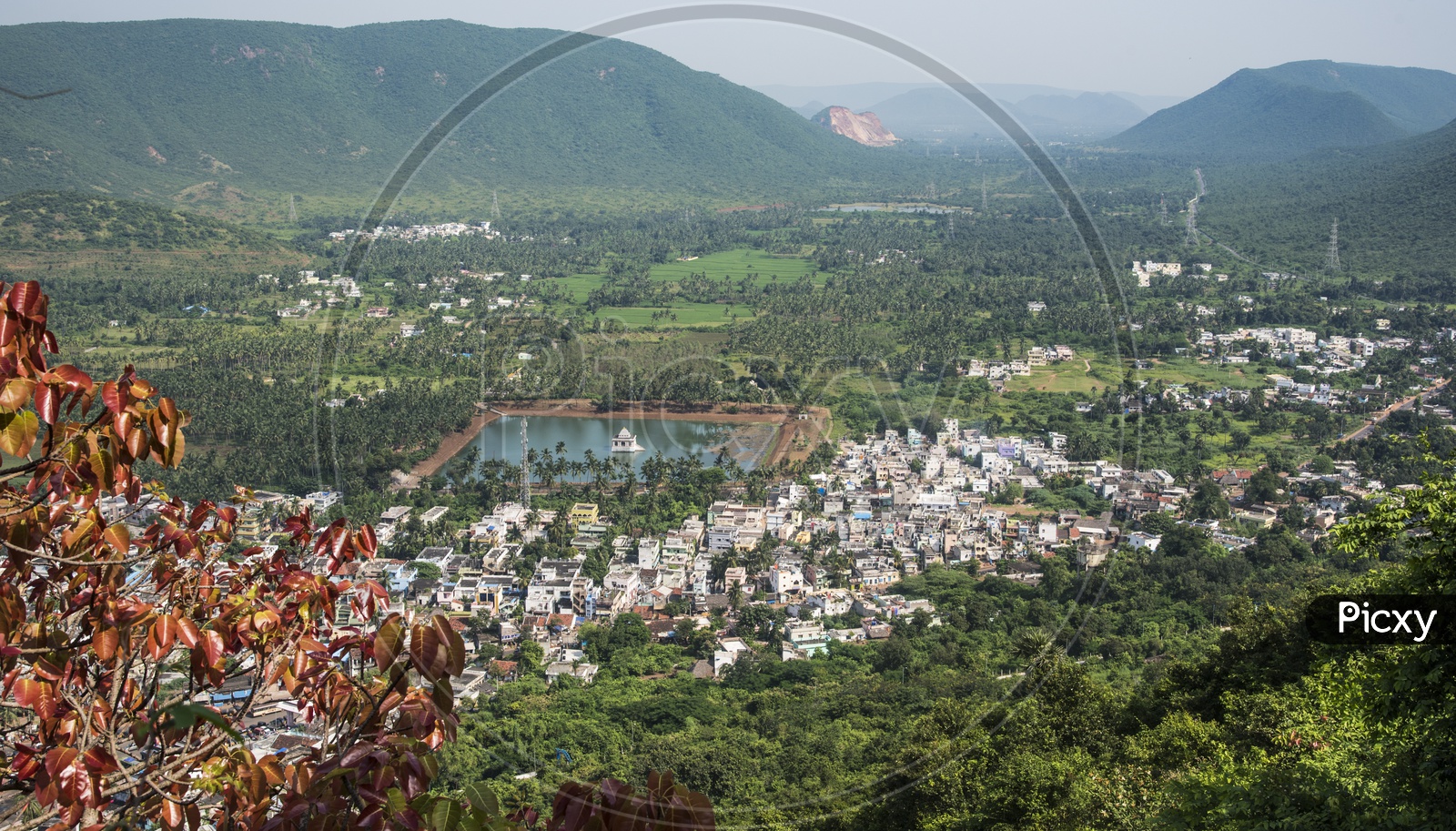 Arial view of Simhachalam town from the hill.