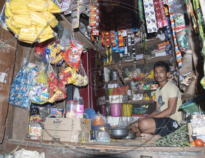 A street Grocery vendor/store/shop in Telukunchi village,Srikakulam District.