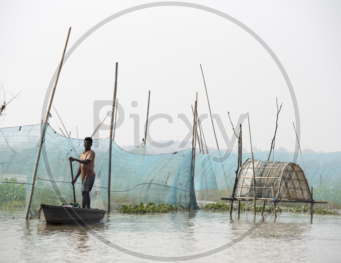 Fishing near Neermahal, Agartala