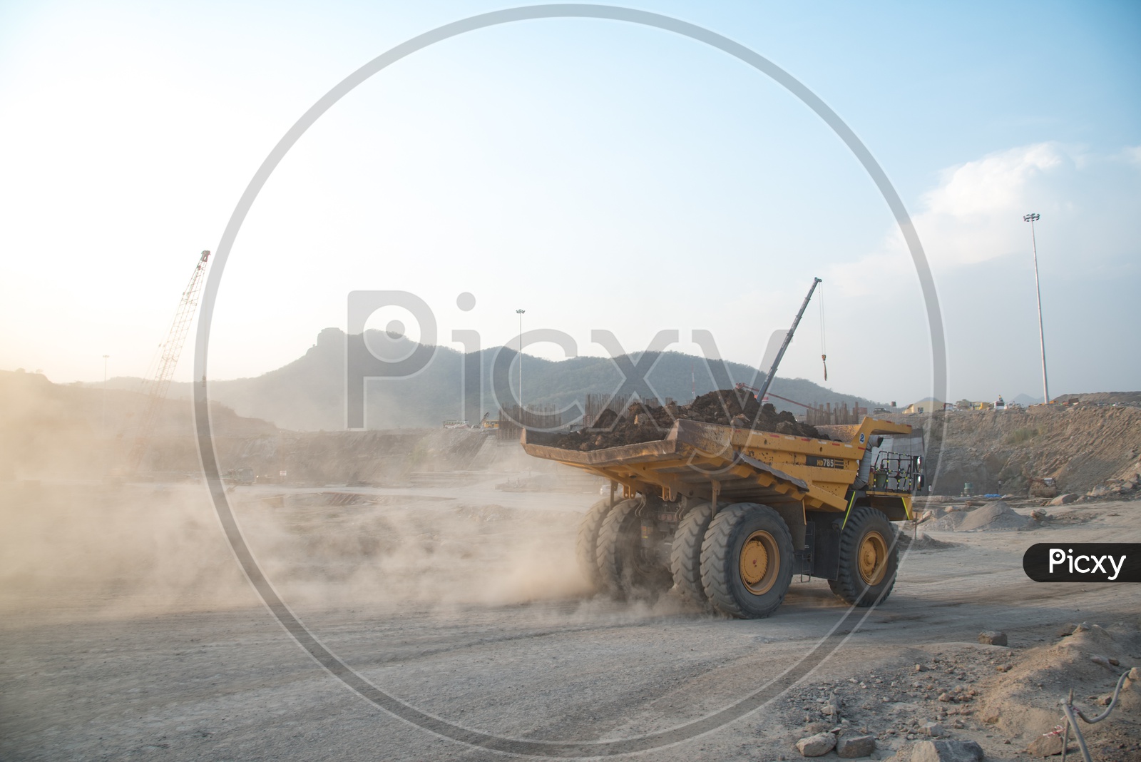 Caterpillar Construction Vehicle at Polavaram Spill Way Dam Site.